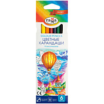 Карандаши цветные 6 цветов Классические заточенные картоннная упаковка европодвес Гамма