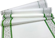 Бумага в рулоне дизайнерская 70см х 100см белый крафт Кайма Листья зеленые 50г/м2 6 шт/уп