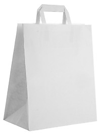 Пакет бумажный 240х140х280мм с плоскими ручками белый 70 /300 