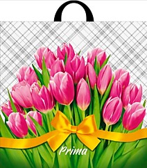 Петлевая ручка пакет 44х44+6см 70мкм Розовая весна Интерпак 25/250