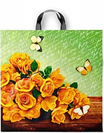 Петлевая ручка пакет 44х44+6см 70мкм Желтые розы Интерпак 25/250