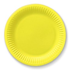 Тарелка бумажная D18см Yellow цветная ламинированная 6шт/упак Китай