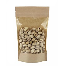 Пакет Дой-пак 160х250+(45+45) бумажный крафт с ЗИП замком и прозрачным окном 140мм 60гр/м2 /100