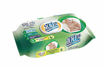 Салфетки влажные 120шт 100% Чистоты для детей с экстрактом алоэ вера клапан /16