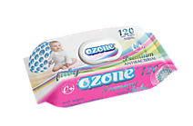 Салфетки влажные 120шт Ozone Premium для детей с экстрактом ромашки клапан /16