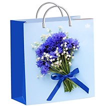 Пакет подарочный 24х26+10см 150мкм из мягкого пластика Милые васильки Тико /40 Россия