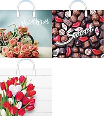 Пакет ПЭ с пластмассовыми ручками 38х34+3см 90мкм Комплимент ассорти Артпласт 10/200