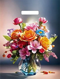 Вырубная усиленная ручка пакет 31x40см 60мкм глянец Цветочный коктейль Хохлома Артпласт 50/1000 