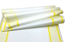 Бумага в рулоне дизайнерская 70см х 100см белый крафт Кайма Листья желтые 50г/м2 6 шт/уп