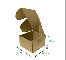 Коробка самосборная 100х100х60 мм бурый микрогофрокартон Т-11 /100