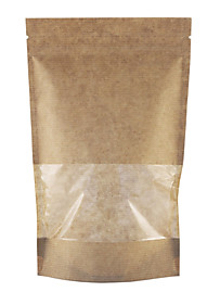 Пакет Дой-пак 200х260 бумажный с ЗИП замком и прозрачным окном 40мм 60г/м2 Россия