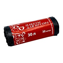 Мусорный пакет ПВД 30 литров 60х70см 8мкм в рулонах по 30 шт Оптимум /120