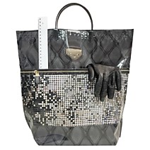 Пакет ПЭ с пластмассовыми ручками 37+10х37+10см ламинация многослойные с карманами Пайетки  1/10 