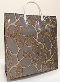 Пакет ПЭ с пластмассовыми ручками 35+10х36+10см ламинация многослойные Листья /10 Россия