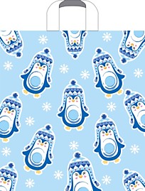 Петлевая ручка пакет НГ 38х42+3см 37мкм Пингвины двухсторон. Артпласт 50/500