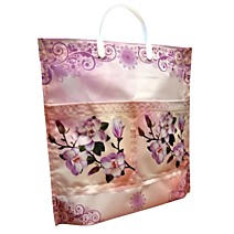 Пакет ПЭ с пластмассовыми ручками 37+10х37+10см ламинация многослойные с карманами Сакура /10 Россия