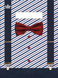 Вырубная неусиленная ручка пакет 19,5х25см 30мкм Костюмчик Тико /100