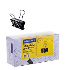 Зажим для бумаг 32мм черный Спейс /12 Китай