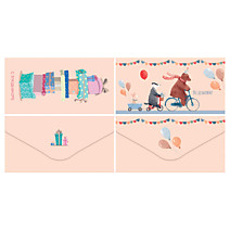 Открытка-конверт MESHU Birthday party глянцевая ламинация, 2 дизайна 8,5 х 16,4 см 10шт/уп