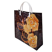 Пакет ПЭ с пластмассовыми ручками 30+10х30+10см ламинация многослойные Хрусталь /50 Россия