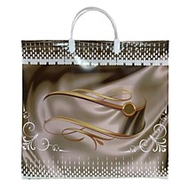 Пакет ПЭ с пластмассовыми ручками 35+10х36+10см ламинация многослойные Шик /10