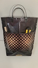 Пакет ПЭ с пластмассовыми ручками 37+10х37+10см ламинация многослойныес карманами Сетка /10