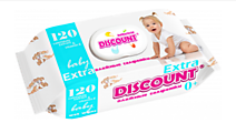 Салфетки влажные 120шт Discount для детей с экстрактом календулы и витамином Е /14