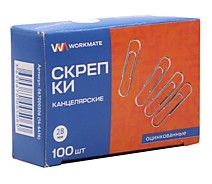 Скрепка канцелярская 28мм 100шт/уп Workmate цинковое покрытие /10