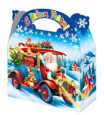 Коробка НГ 1500гр 220х90х200/260мм из картон НГ мчится /140 Россия