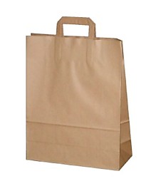 Пакет бумажный 240х140х280мм с плоскими ручками крафт 70/350 Россия 