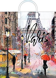 Пакет ПЭ с пластмассовыми ручками 38х45+3см 90мкм Дождь в Париже Артпласт 10/100 