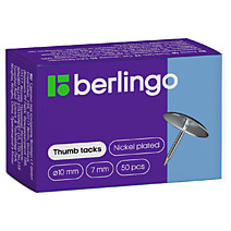 Кнопка канцелярская/гвоздик Berlingo, никелированные 10мм, 50шт., карт. упаковка Кнопка канцелярская/гвоздик Berlingo, никелированные 10мм, 50шт., карт. упаковка