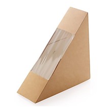 Упаковка для сэндвичей 130х130х40мм Sandwich 40 С окном цвет Крафт/Белый OSQ /500
