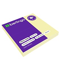 Самоклеящийся блок 75х75мм Berlingo Ultra Sticky 100л пастель желтый