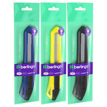 Нож канцелярский 18мм Berlingo "Razzor 100", push-lock, ассорти, европодвес