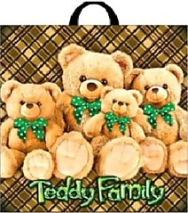 Петлевая ручка пакет 44х44+6см 70мкм Плюшевая семейка Интерпак 25/250 Россия