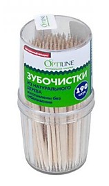 Зубочистки деревянные в пластиковом диспенсере по 190шт/10шт/уп Россия